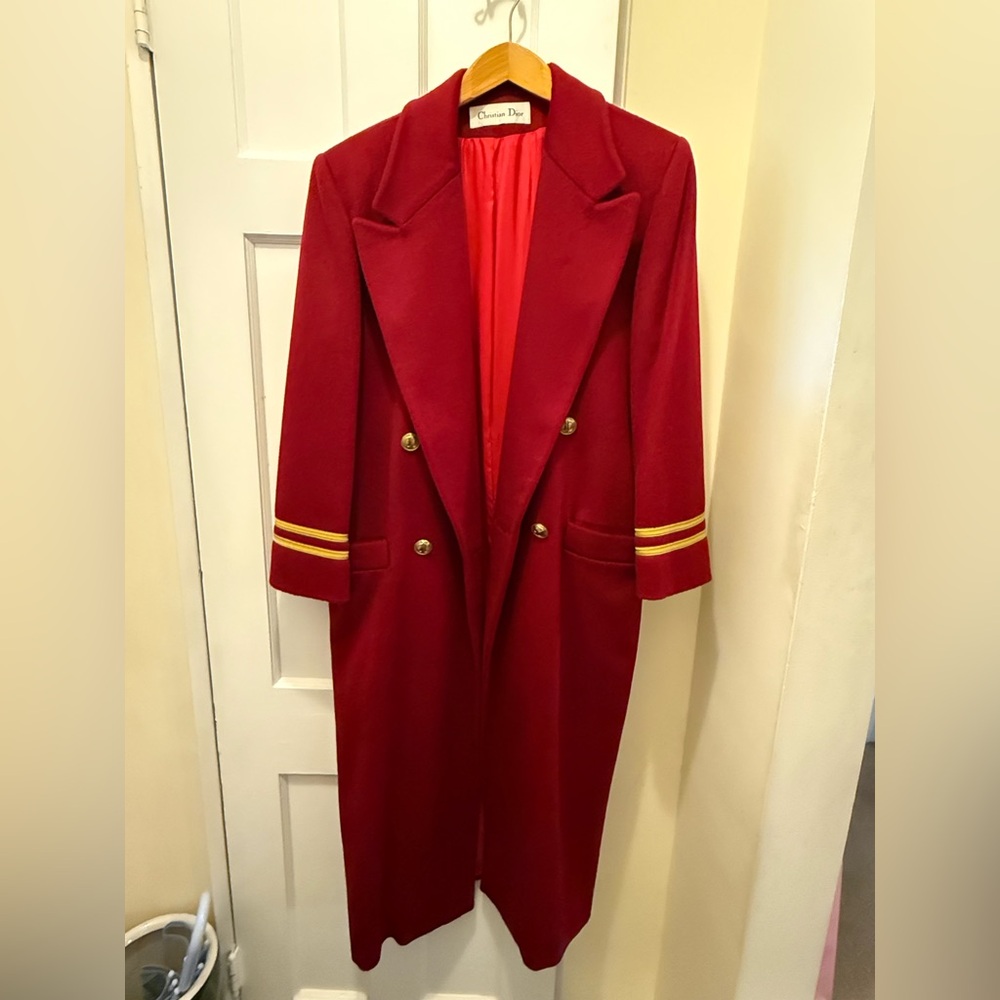 Elegant Vintage Dior Red Double-Breasted Women's Coat